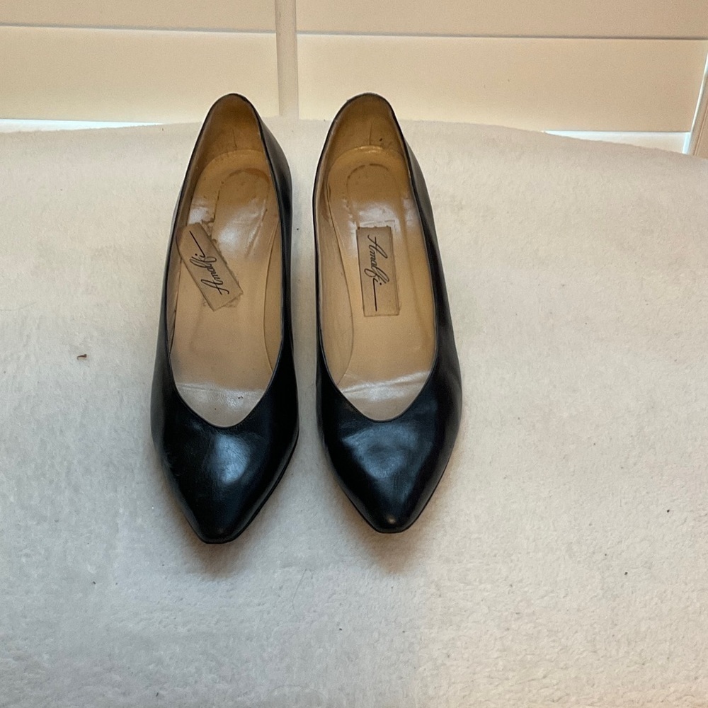 Amalfi Black Leather Heels